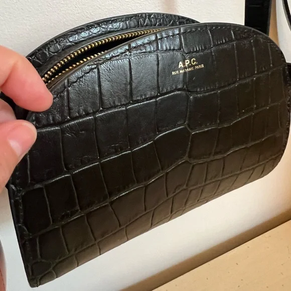 A.P.C. Black Croc-Embossed Crossbody Bag - Picture 12 of 14